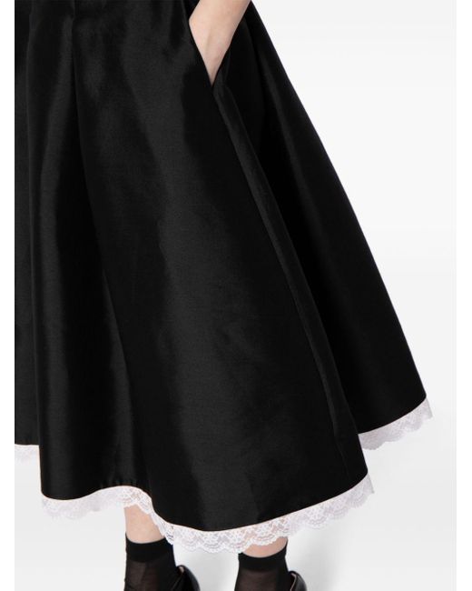 ShuShu/Tong Black Lace-trim A-line Skirt