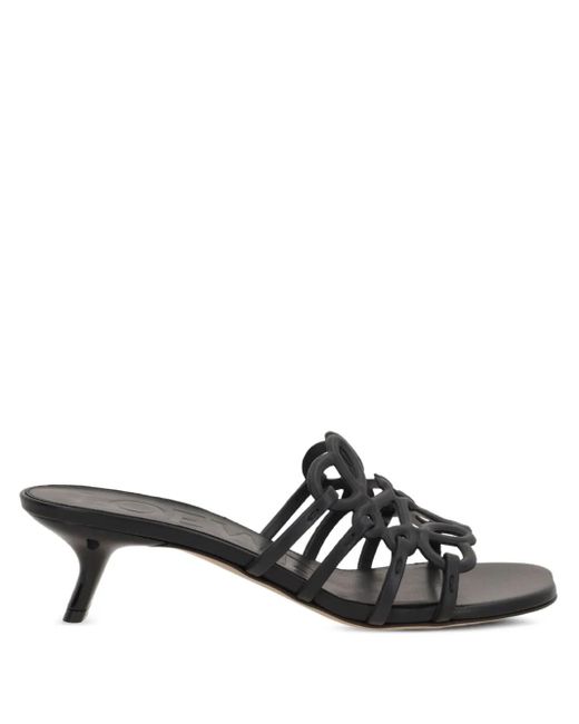 Loewe Black Petal Anagram Leather Sandals