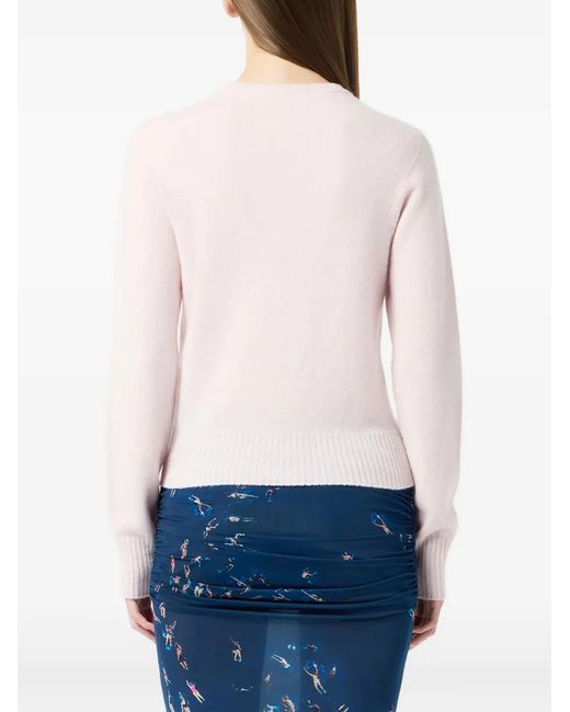 Blumarine Pink Logo-Embroidered Sweater