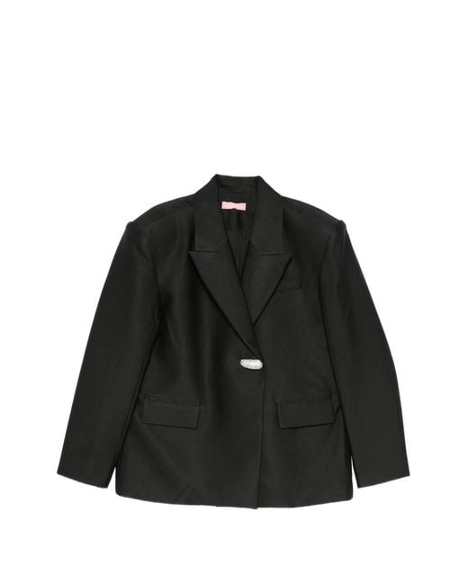 Twentyfourhaitch Black Crystal-Embellished Button Jacket