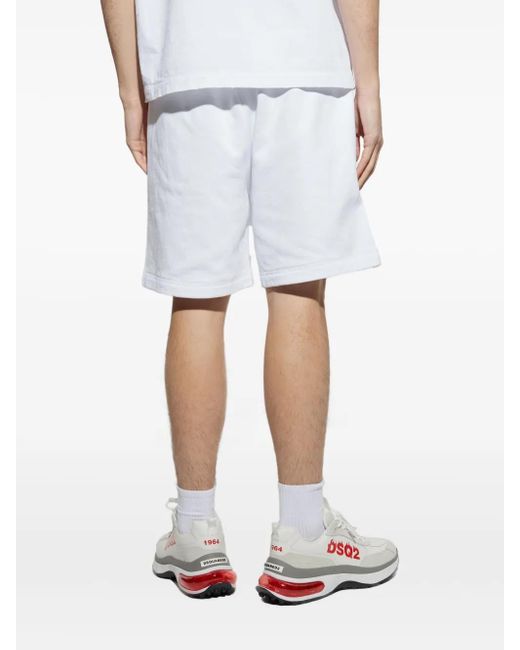 DSquared² White Logo-Print Shorts for men