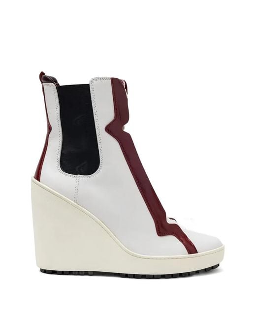 Hogan White Lace-Up Wedge Boots