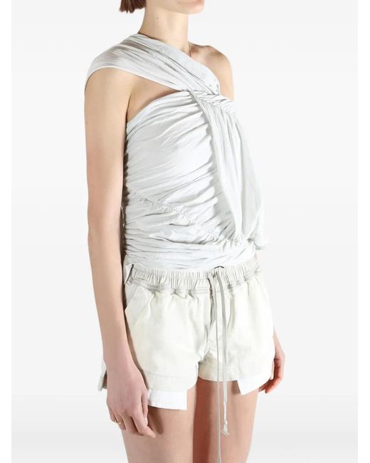 Rick Owens White Draped One-Shoulder Top
