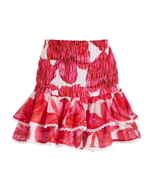 Charo Ruiz Red Pinel Floral-Print Cotton-Blend Mini Skirt