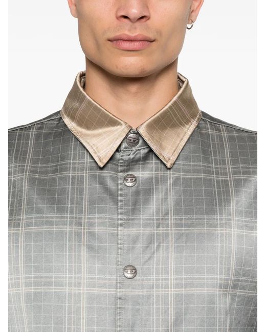 DIESEL Gray Checkered Jacket for men