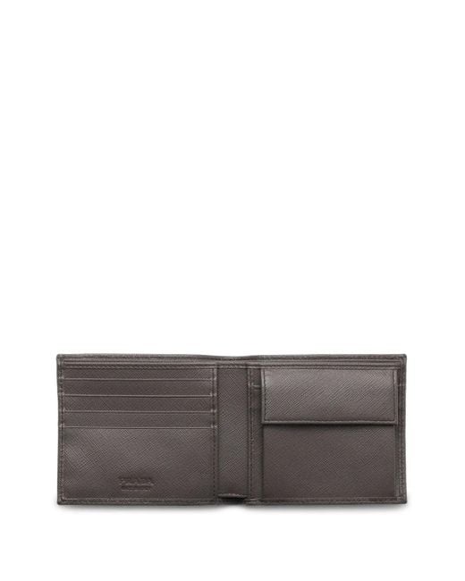 Prada Gray Textured-Leather Bi-Fold Wallet for men