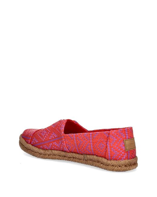 TOMS Red Braided Trim Flat Espadrilles