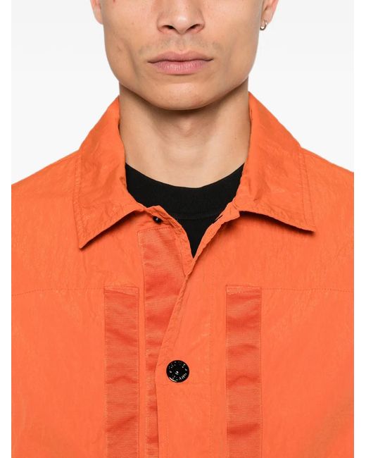 Stone Island Orange Logo-Patch Shirt Jacket for men