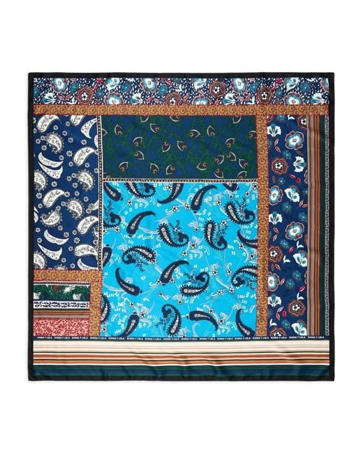 Bimba Y Lola Blue Patchwork Paisley-Print Scarf