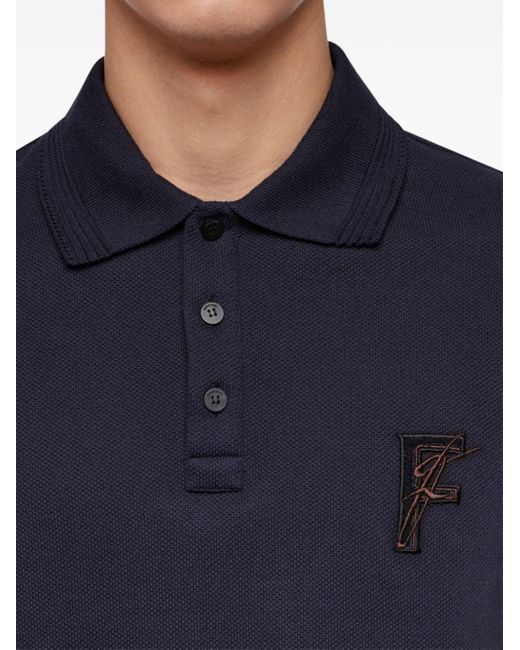 Ferragamo Blue Logo-embroidered Polo Shirt for men