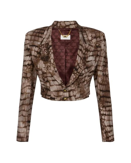 Elisabetta Franchi Brown Short Jacket