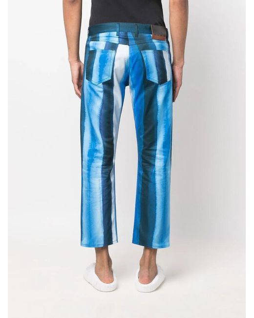 Marni Blue Waterfall Stripe-Print Trousers