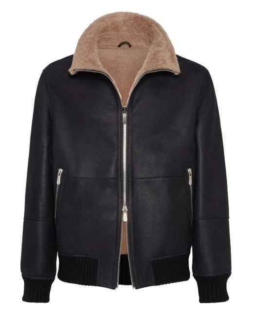 Chaqueta bómber con forro de pelo Brunello Cucinelli de hombre de color Black