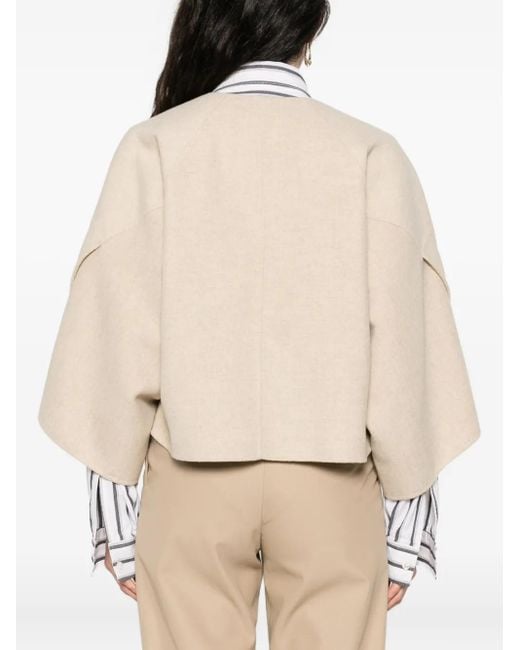 Max Mara Ovada Jack Met Korte Mouwen En Open Voorkant in het Natural