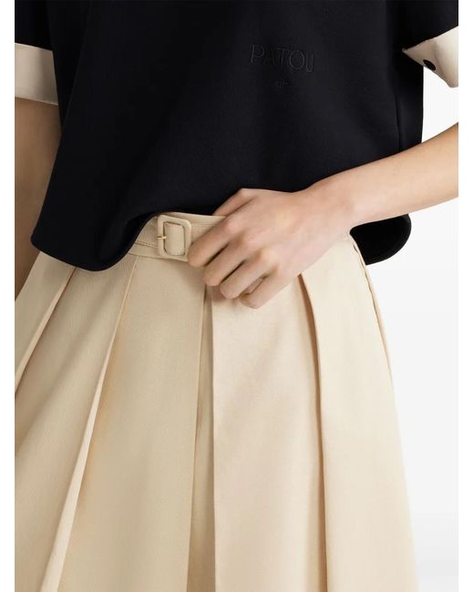 Patou Natural Pleated Midi Skirt