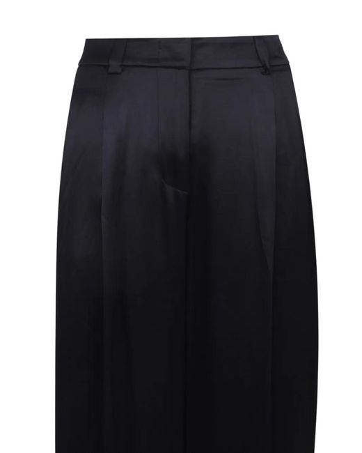 Peserico Blue Satin Tailored Wide-Leg Trousers