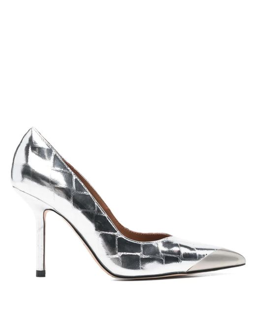 Kurt Geiger White 90Mm Metallic-Effect Point-Toe Pumps