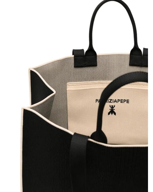 Patrizia Pepe Black Logo-Knit Tote Bag