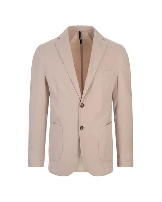 RUSSO CAPRI Natural Oxford Single-Breasted Blazer for men