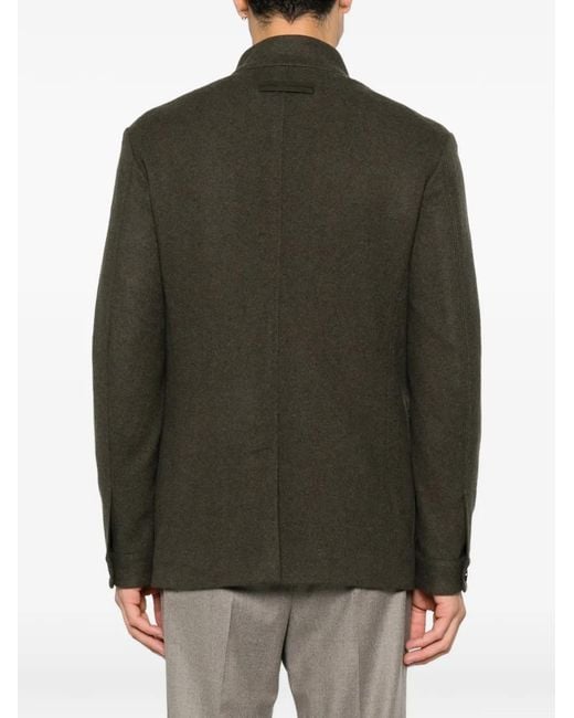 Zegna Green Il Conte High-Neck Button-Up Jacket for men
