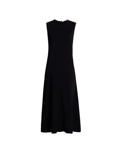 Another Tomorrow Black Sleeveless Front-Slit Dress