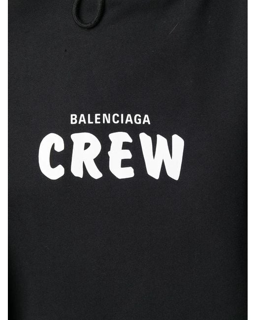 Balenciaga Black Crew Print Oversized Hoodie