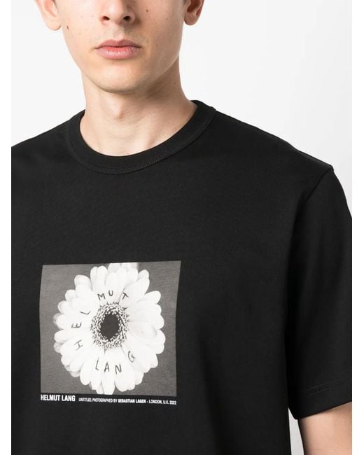 Helmut Lang Black Photograph-Print Cotton T-Shirt for men