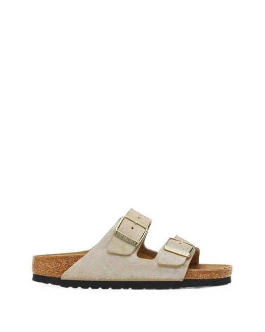 Birkenstock White Arizona Suede Sandals