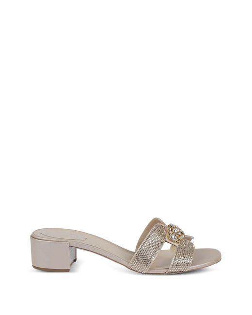 Rene Caovilla White Crystal-Embellished Sandals