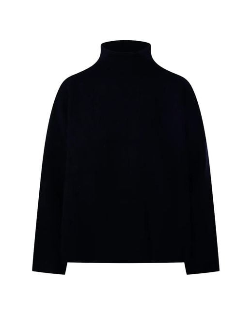 Allude Black High-Neck Dropped-Shoulder Sweater