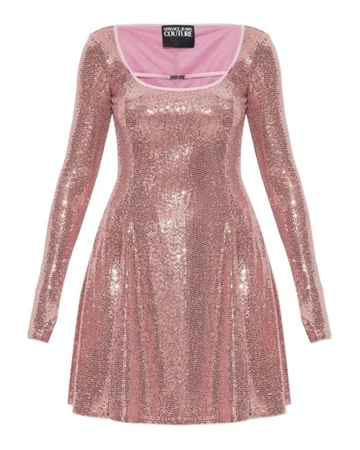 Versace Jeans Couture Pink Dress With Shimmering Sequins,