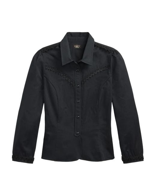 RRL Emilie Button-Up Blouse Met Borduurwerk in het Blue