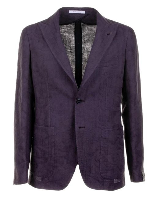 メンズ Tagliatore Linen-blend Blazer Blue
