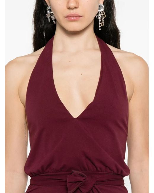 ROWEN ROSE Red V-Neck Draped Mini Dress