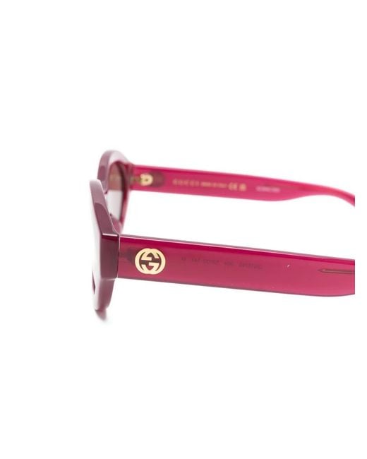 Gucci Pink Interlocking G Oval-Frame Sunglasses