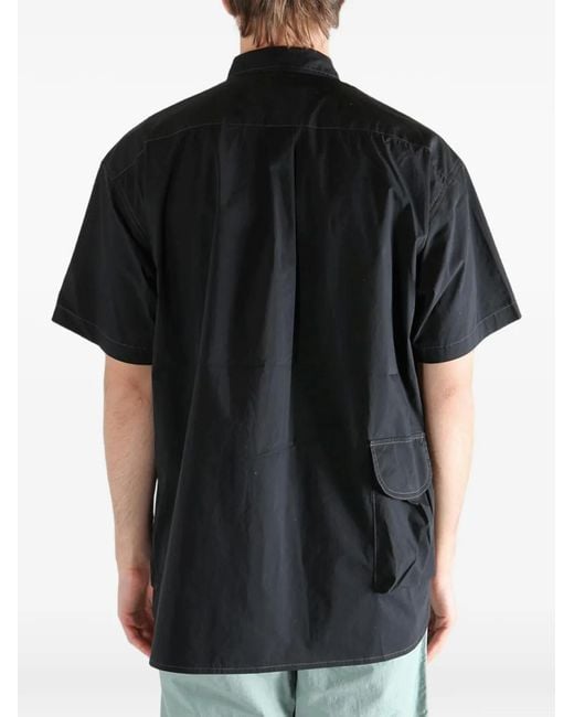 And Wander Black Cargo-Pocket Short-Sleeve Shirt for men