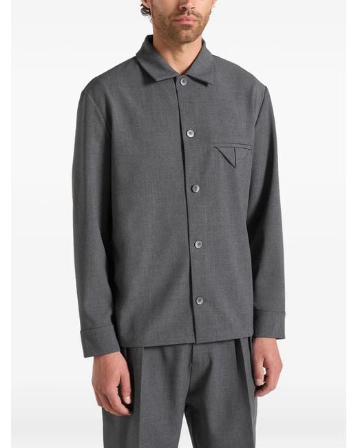 Manière De Voir Gray Leo Hatched Tailored Overshirt for men