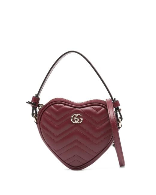 Gucci Purple Mini Gg Marmont Heart-Shaped Tote Bag