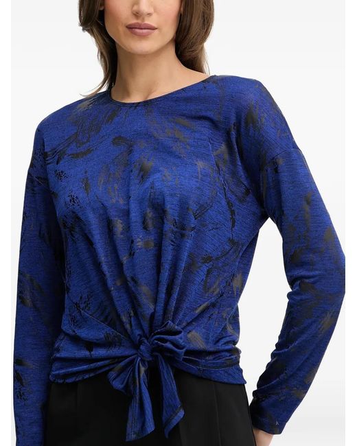 Joseph Ribkoff Blue Long-Sleeve Tie-Detail Top