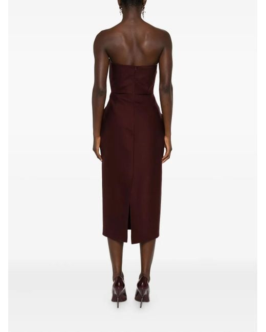 David Koma Strapless Midi-Jurk Met Asymmetrische Hals in het Purple