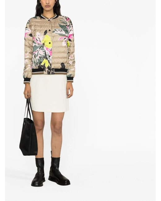 Herno Pink Beta Flower Padded Bomber Jacket
