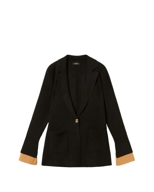 Twinset Black Knit Jacket With Contrasting Details