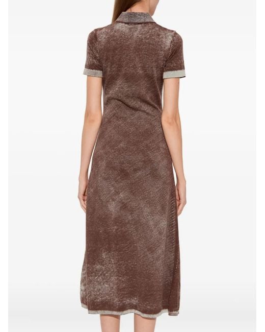 DIESEL M-Lourens Midi-Jurk Met Halve Knopen En Polokraag in het Brown