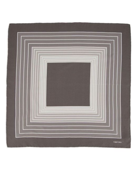 Tom Ford Gray Geometric-print Silk Pocket Square for men