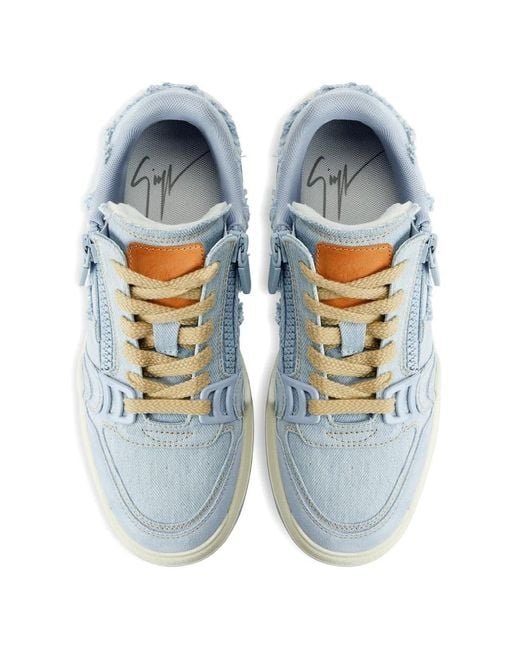 Giuseppe Zanotti Blue Frayed Zip-Up Trainers