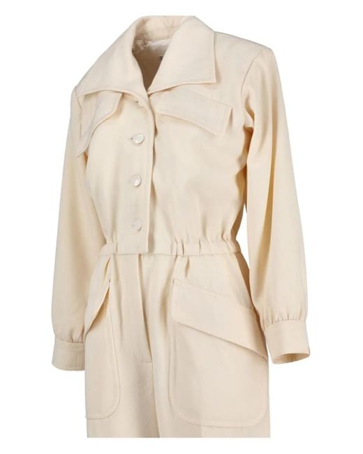 Saint Laurent Jumpsuit Met Pofmouwen in het Natural
