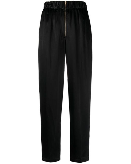 Pantalon droit à taille élastiquée Forte Forte en coloris Black