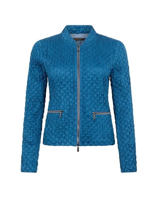 Moorer Blue Quilted Zip-Front Jacket