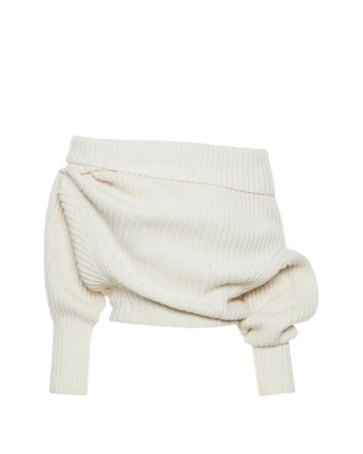 A.W.A.K.E. MODE White Rib Button Sweater