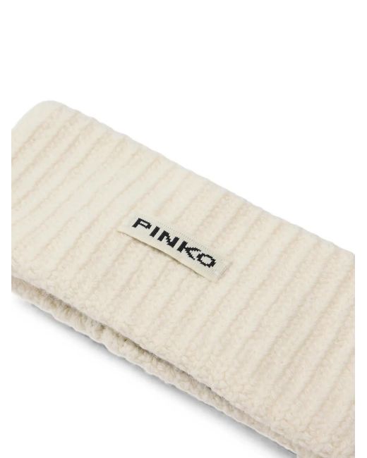 Pinko Natural Ribbed Logo-Patch Headband